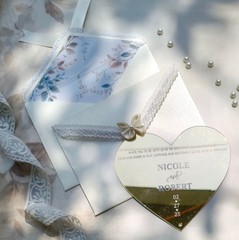 Personalized Gold Mirror Vintage Acrylic Invitations 2026 & Ivory Lace Envelopes