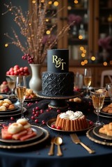 Initials Wedding Cake Topper Charm Monogram Name Gold Silve Mirror Сalligraphy