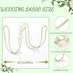 Wedding Lasso Rope, White Gold Rope with Flower Lazo Para Boda Wedding Cord Wedd