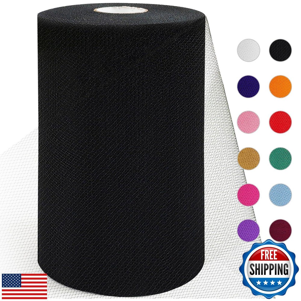Black Tulle Fabric Roll 6 Inch 100 Yards(300 feet) Sheer Tulle Netting Spool