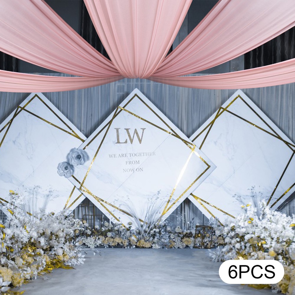 6PCS 5x15FT Ceiling Drapes Ceiling Draping Backdrop Curtains for Party Wedding