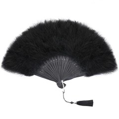 SOGUGOM Marabou Black Feather Fan – Renaissance Fan,Rave Middle,