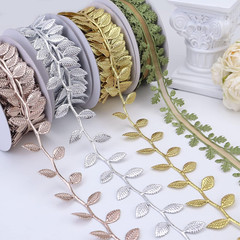 Green Leaf Ribbon Garland 20 Yards, Artificial Leaf Trim Vine for Wedding Decor,