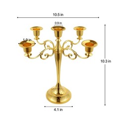 FANWNKI 5-Candle Metal Candelabra 10.2 Inch Tall Candlestick Gold-regular