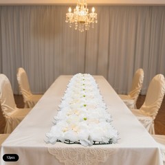 12PCS White Silk Artificial Flower Wall Panels Backdrop With 100 Cable Ties