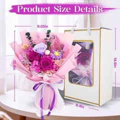 Preserved Flowers for Delivery, Purple Flowers Fresh Bouquet with Gift Box, F…