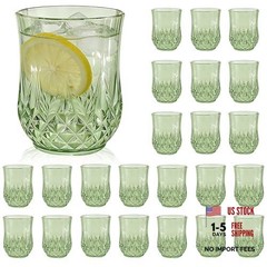 Pack Plastic Stemless Wine Glasses,12oz Unbreakable Vintage 24 12oz-sage green