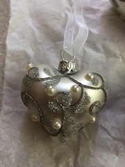 Wedding/Bridal/Anniversary Silver Scroll Faux Pearl Heart Ornaments – 7
