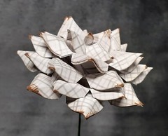 Handmade Paper Flower on stem (Gray Pattern No.6) for Wedding, St. Valentine’s