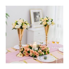 Gold Vase Centerpiece Table Decorations – 10 Pcs Metal Tabletop Flower Stand,…