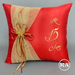 NEW! Quinceanera Kneeling pillow Red with Silver – cojin para quinceanera rojo
