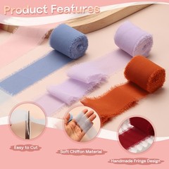 2 Rolls Chiffon Ribbon, 1.5 Inch x 5 Yard Silk Ribbon, Light Khaki/Deep Grey