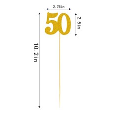 12PCS 50th Birthday Centerpiece Sticks Glitter 12 Count (Pack of 1), Gold