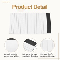 6 Pcs Writing Note Pads, 3 x 5 Inch A7 Lined Refill Paper, White