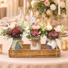 Sola Wood Mauve Wedding Floral Table Centerpieces Set of 3 Bridal Shower Decor