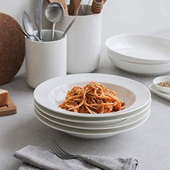 Soup Bowls, Pasta Bowls Set of 4, White Salad Bowls and Plates, 9.5 Inch-20 oz