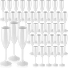 Domensi 40 Pack White Acrylic Champagne Flutes Bulk 6 oz Unbreakable Reusable…
