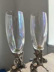 Pewter Heart Kissing Fairies – Champagne Flutes