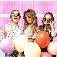 4 Pack 10 Feet Macaron Pink Foil Fringe Garland Metallic Tinsel Streamers Ban…