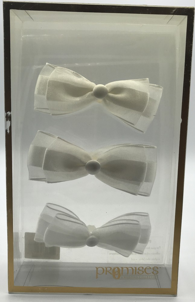 White Wedding Accessory Bows Organza and Satin Hook and Loop Set of 4