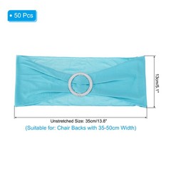 50Pcs 14″x5″ Stretch Chair Sashes Bows Chair Bands Sash with Buckle, Blue