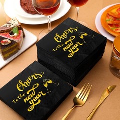Sinmoe 100 Pcs New Years Eve Napkins Cocktail 2026 Disposable Paper Gold and …