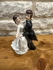 Vintage Porcelain Bride and Groom Cake Topper Figurine Made In Korea wedding