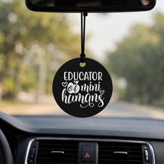 Compact Engraved Teacher’s Round Tag with Educator of Mini Humans Quote for Her