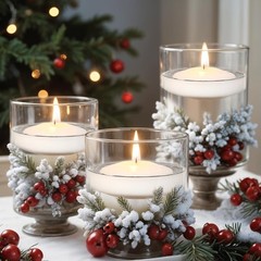 GINITIRI 3 inch White Floating Candles, 48 Pack 3 inch, White-48pack