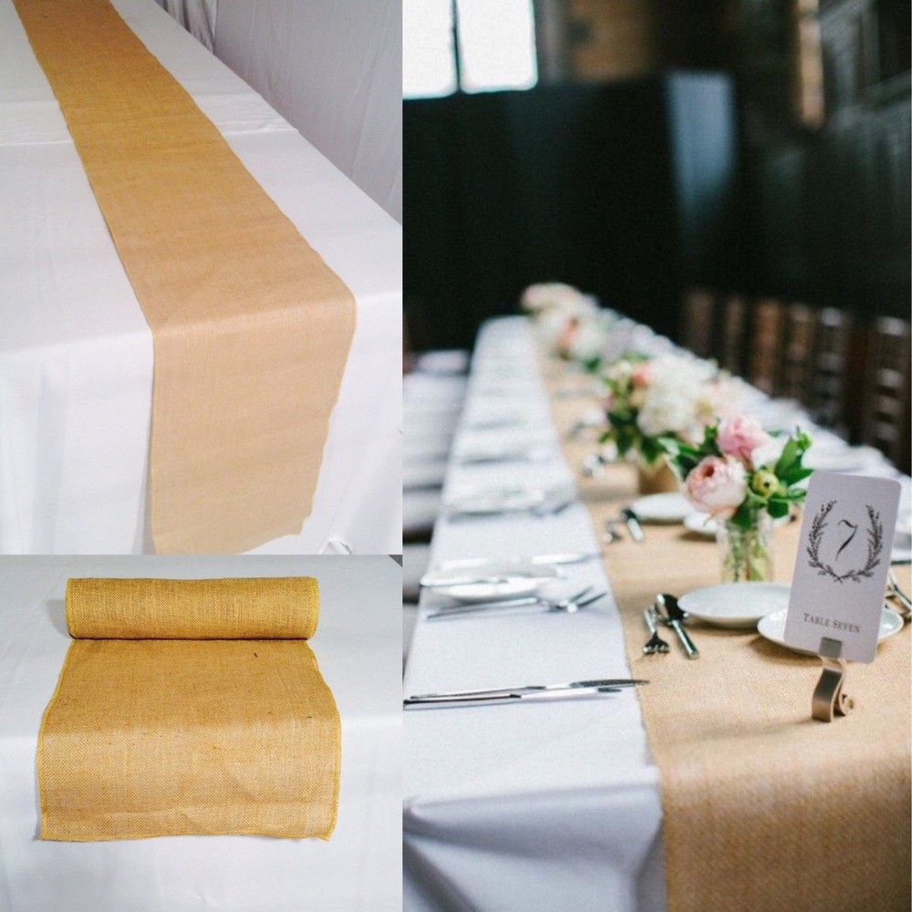 BURLAP TABLE RUNNER 14″ x 108″ 100% JUTE BURLAP TABLE DECOR WEDDING SHOWS