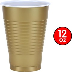 Gold Solid Color Plastic Party Cup (12 Oz.) 20 Count – Premium Quality and