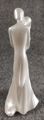 White Ceramic Wedding Cake Topper Bride Groom Modern Abstract