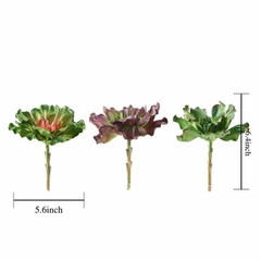 3 Green 6″ Assorted Faux Echeveria Rosettes Succulent Sprays Stems Wedding Party