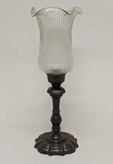 Candle Holder 5.5″D 16″Hi Set/2 Bronze Finish on Brass+Glass Shade FREE SHIPPING