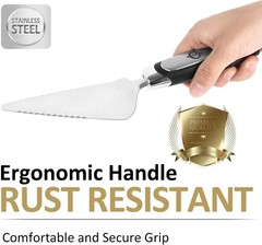 Versatile Dessert Slicer – Stainless Steel Pie Server with Black Steel Handle