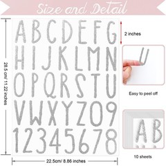Glitter Alphabet Letter Stickers 360 Pieces 10 Sheets Self Adhesive Letters(S…