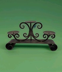 Wrought Iron 3 Large Candle Holder with Swirls (20x4x11 inches)