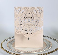 100pcs Holiday Party Laser Cut Wedding Invitation Cards Pearl Paper Invitations