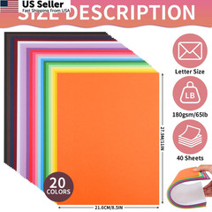 Uncle Paul 40 Sheets Mixed 20 Colors Letter Size [40 Sheets], 20