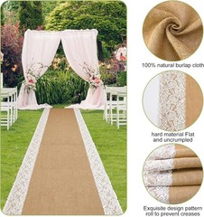 20 Ft x 36 in Natural Burlap Wedding Aisle Runner Rustic Jute Weddings Runway