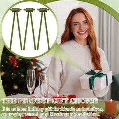 12 Set Christmas Napkin Rings Wooden Bow Napkin Rings Velvet Bow Olive Green