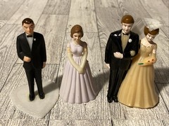 Vintage Wedding Cake Topper 1950’s Bride and Groom Bridesmaid Figurines Plastic