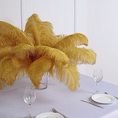 12 pcs 24-26″ long Gold Genuine Ostrich FEATHERS Wedding Party Centerpieces