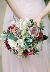 Terra Cotta Bridal Bouquet Sola Wood Burgundy Blush Pink Sage Bridesmaid Flowers