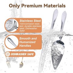 KSENDALO Elegant Wedding Cake Cutting Set with Hollow Handle Cake Knife and Serv