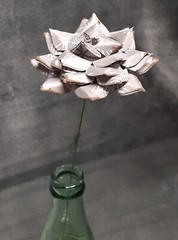 Handmade Paper Flower on stem (Gray Pattern No.5) for Wedding, St. Valentine’s