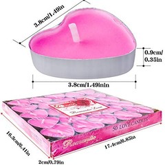 50Pack Heart Shaped Tealight Candles(25×2 Layers),Romantic Love Unscented Pink