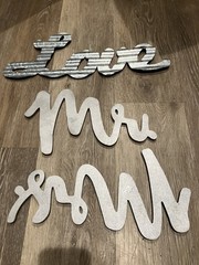 Mr Mrs And Love Signs Wood And Metal