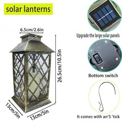 Solar Lanterns Outdoor Hanging Garden Lantern Waterproof LED Flickering 1