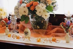 Chair Sash Ensembles Cream, Blue & Orange, Variety -Check details, Pre-tied